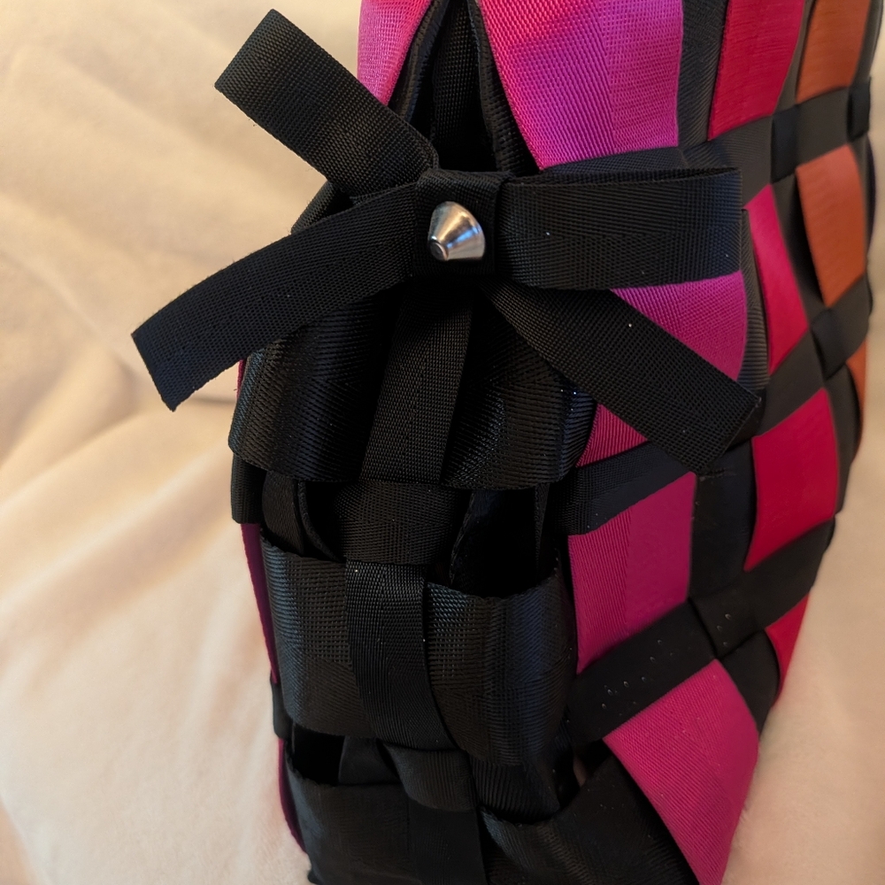 Multicolor Seatbelt Tote Bag/Purse - Black Trim - Picture 3 of 5